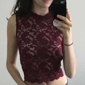 Sheer Lace Maroon Top
